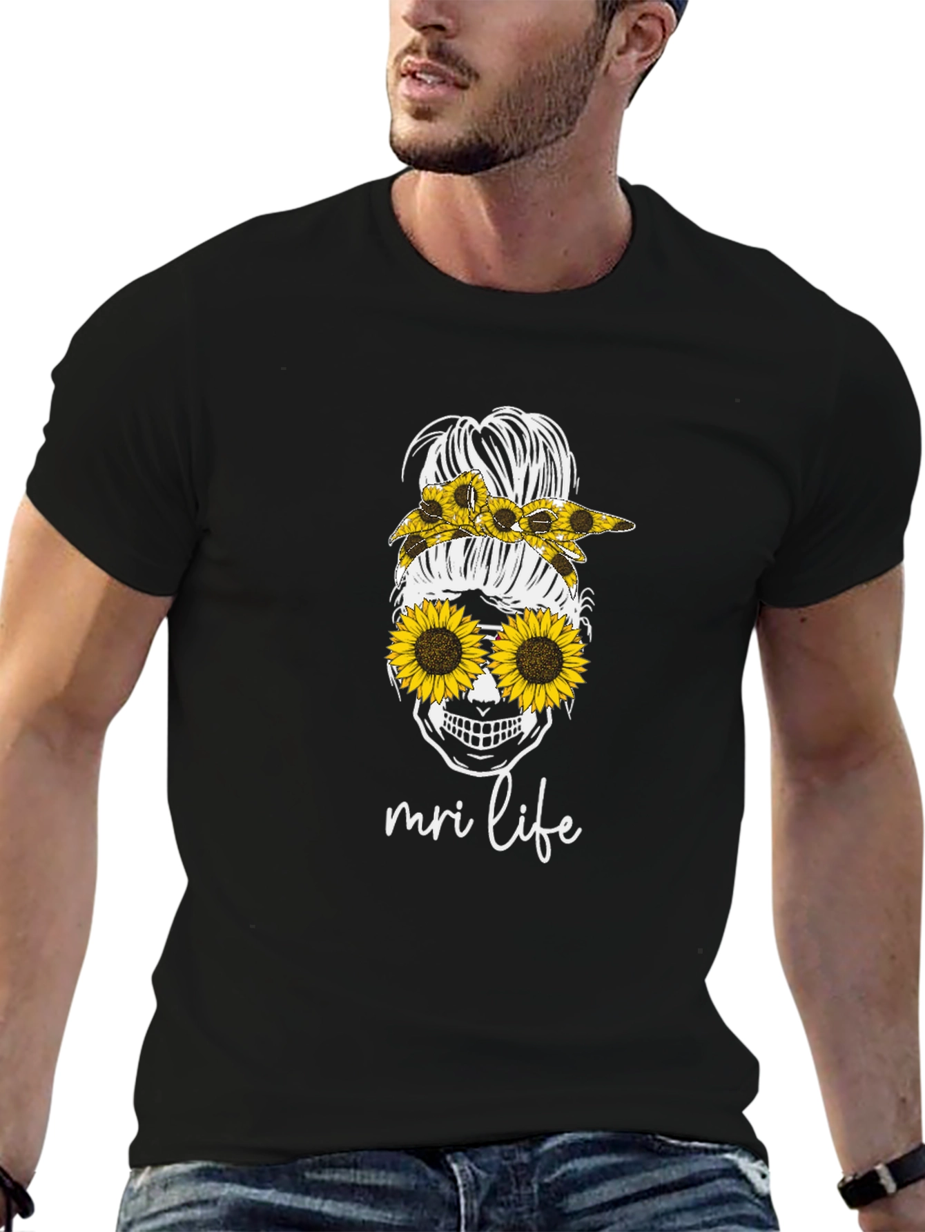 MRI Life Sunflower Skull T-Shirt