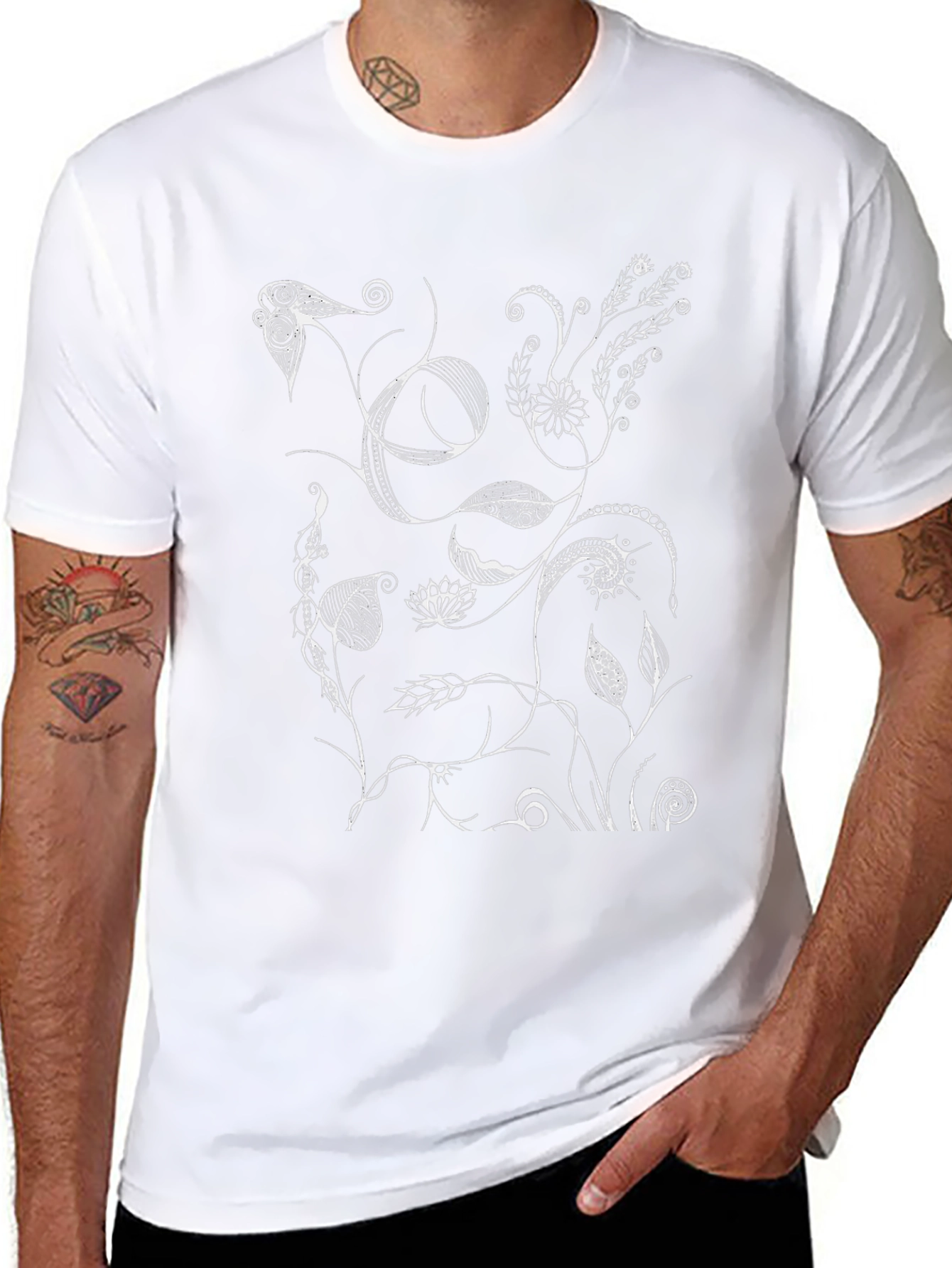 Abstract Floral Art Black T-Shirt