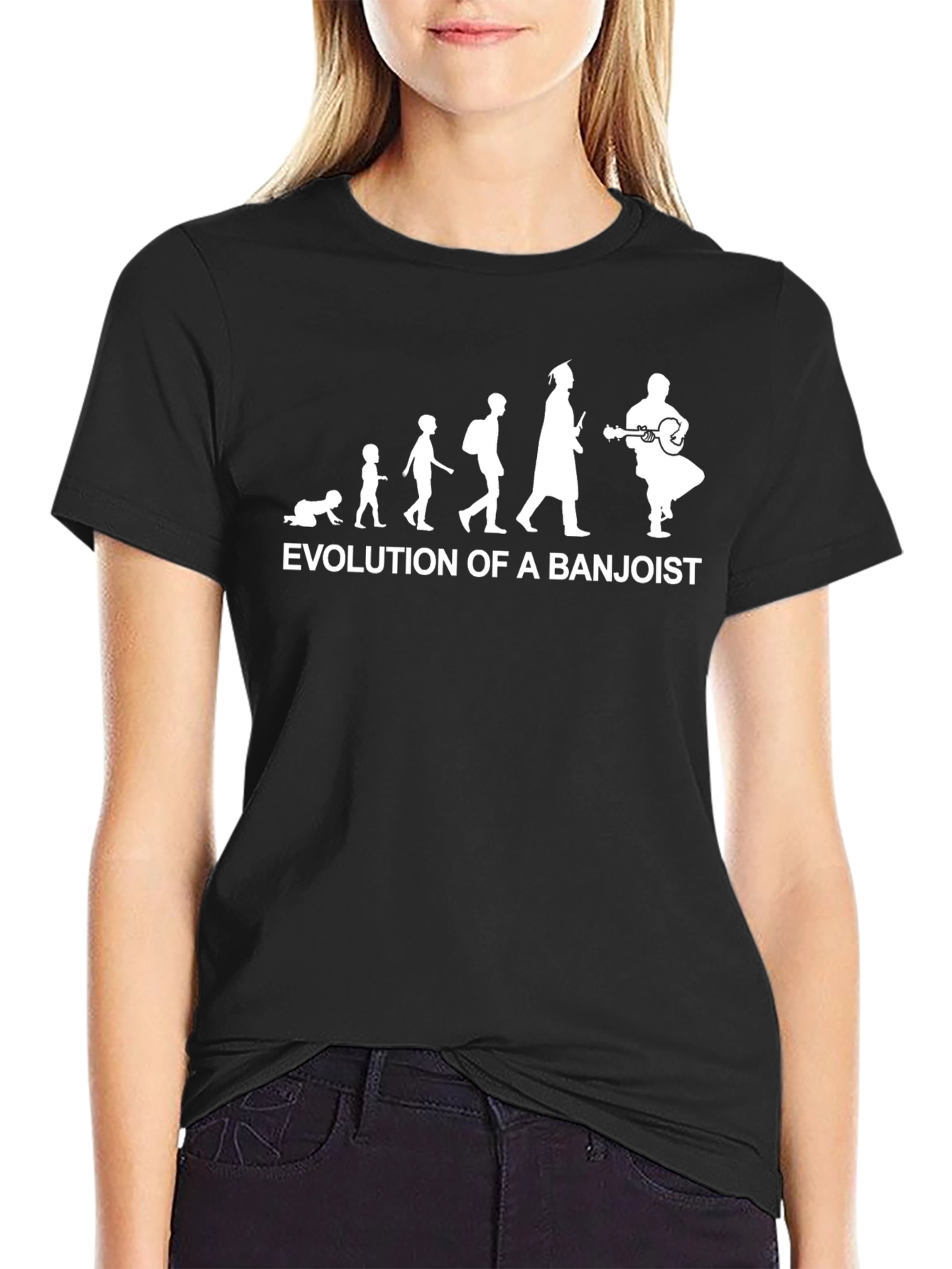 Evolution of a Banjoist Black T-Shirt