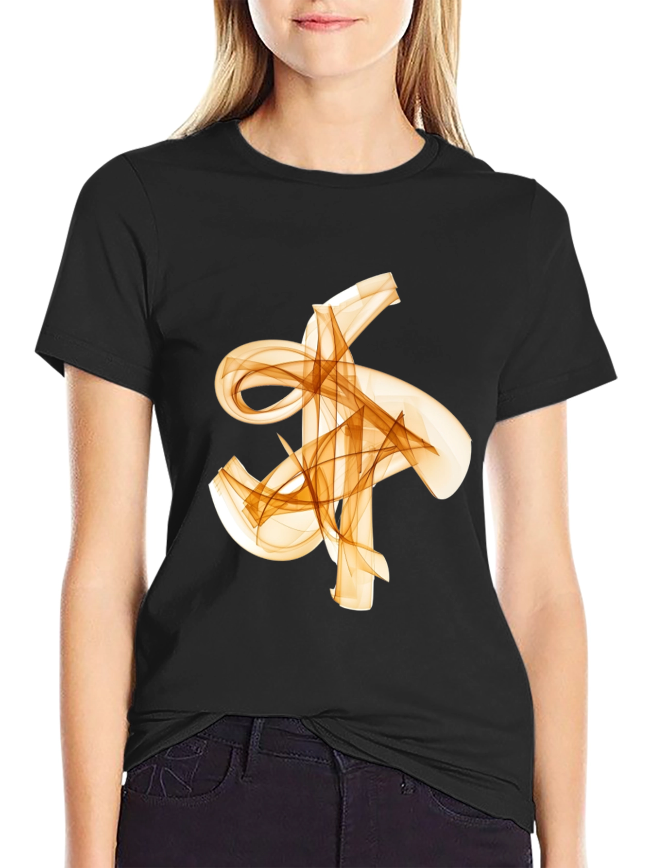 Abstract Flowy Graphic Print Black T-Shirt