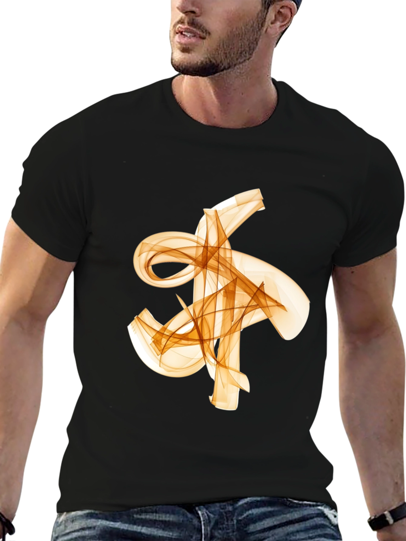 Abstract Flowy Graphic Print Black T-Shirt
