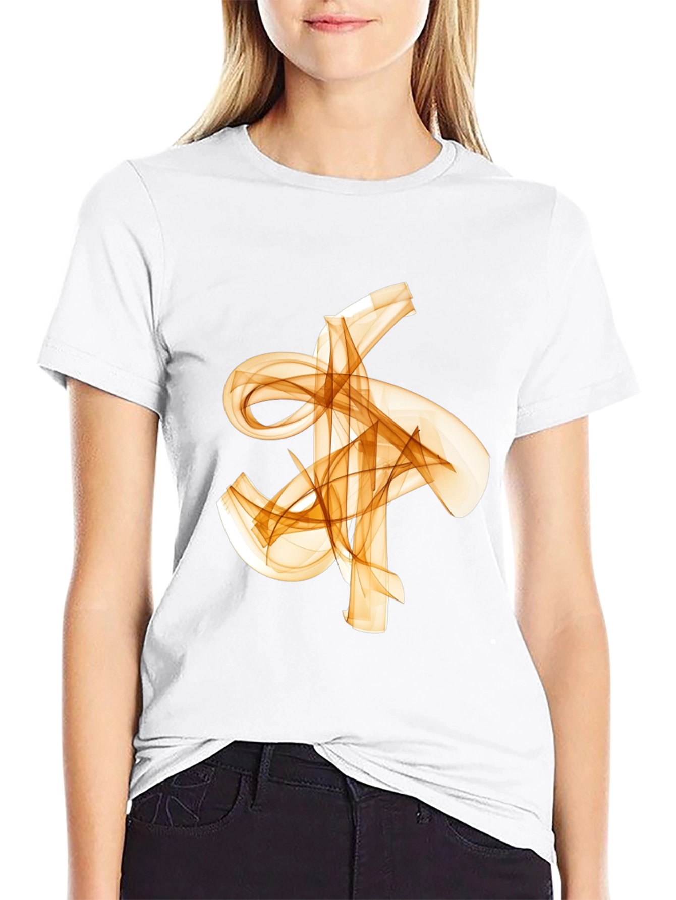 Abstract Flowy Graphic Print Black T-Shirt
