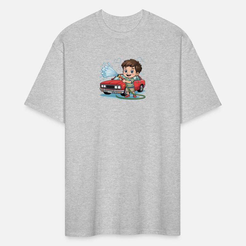 Happy Boy Washing Classic Car