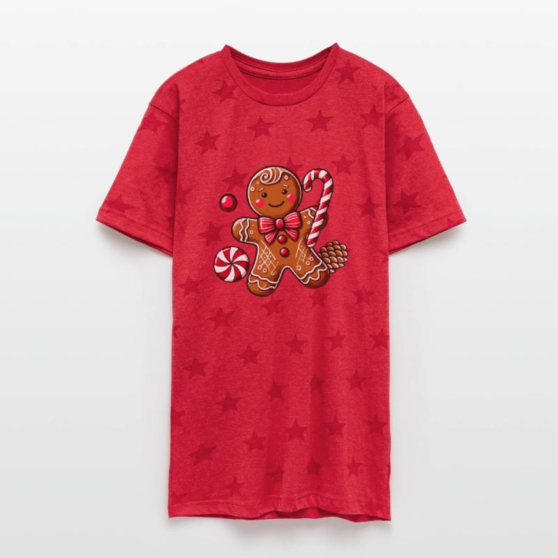 Happy gingerbread man with candy cane