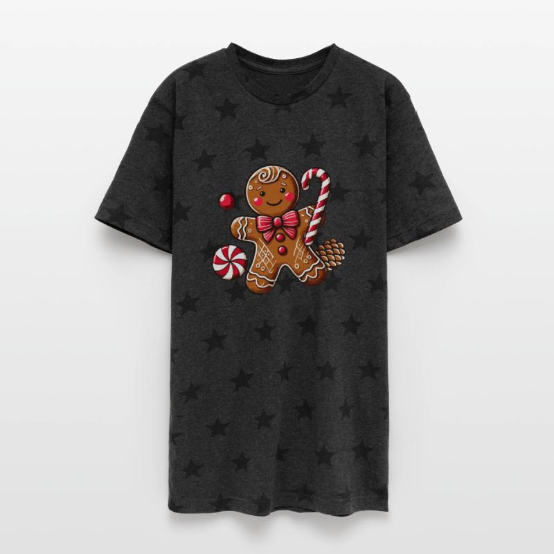 Happy gingerbread man with candy cane