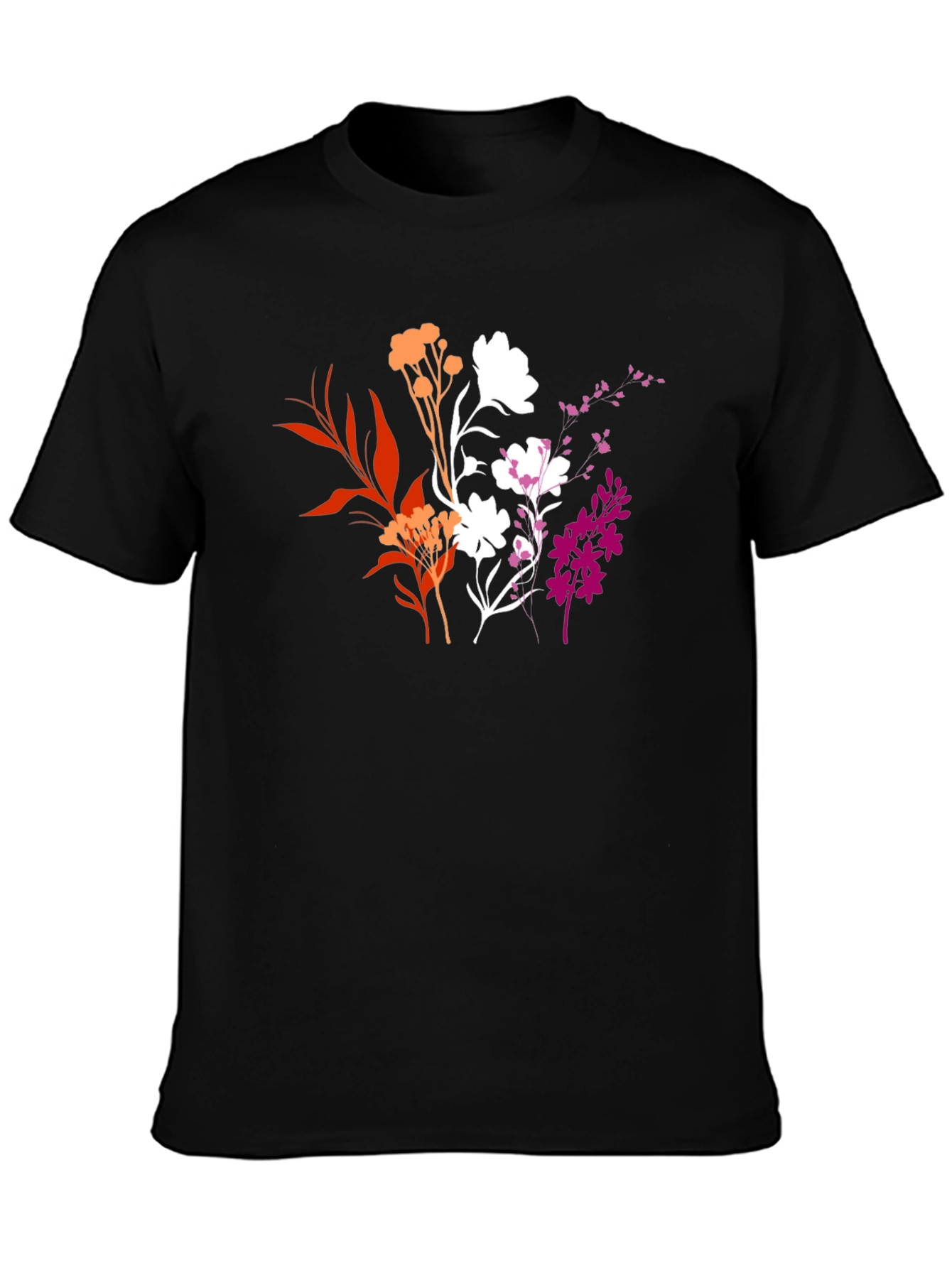 Floral Lesbian Pride Black T-Shirt