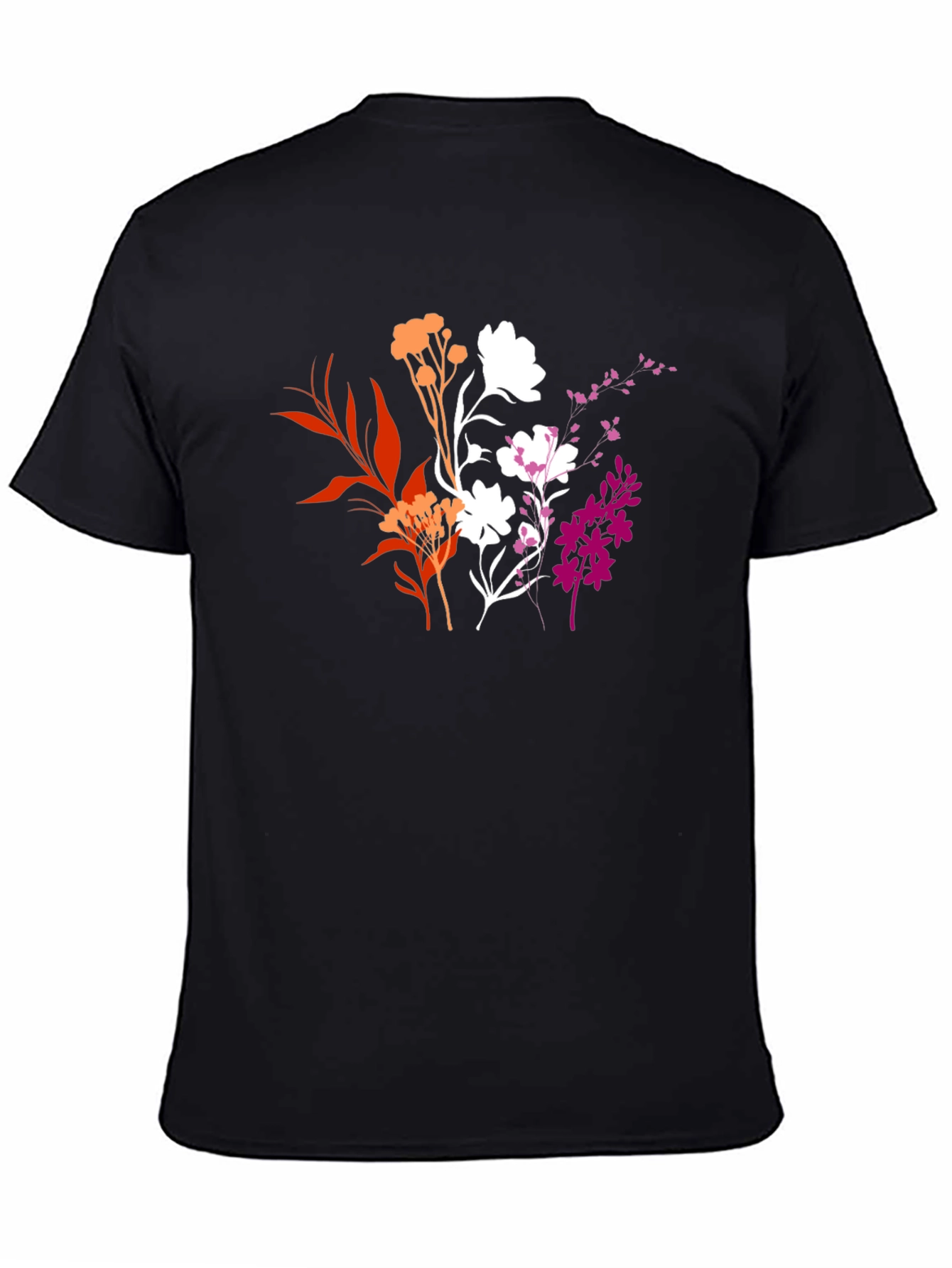 Floral Lesbian Pride Black T-Shirt
