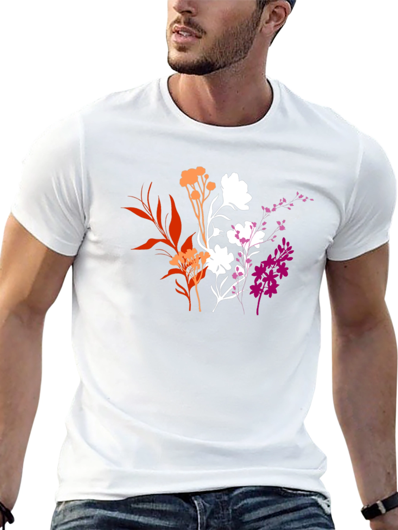 Floral Lesbian Pride Black T-Shirt