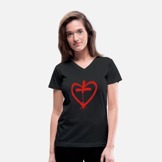Heart Warrior Christian Cross and Heart Design