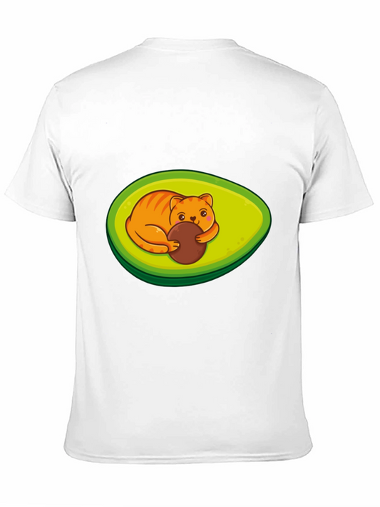 Avocado Cat Graphic T-Shirt - Cute Novelty Tee