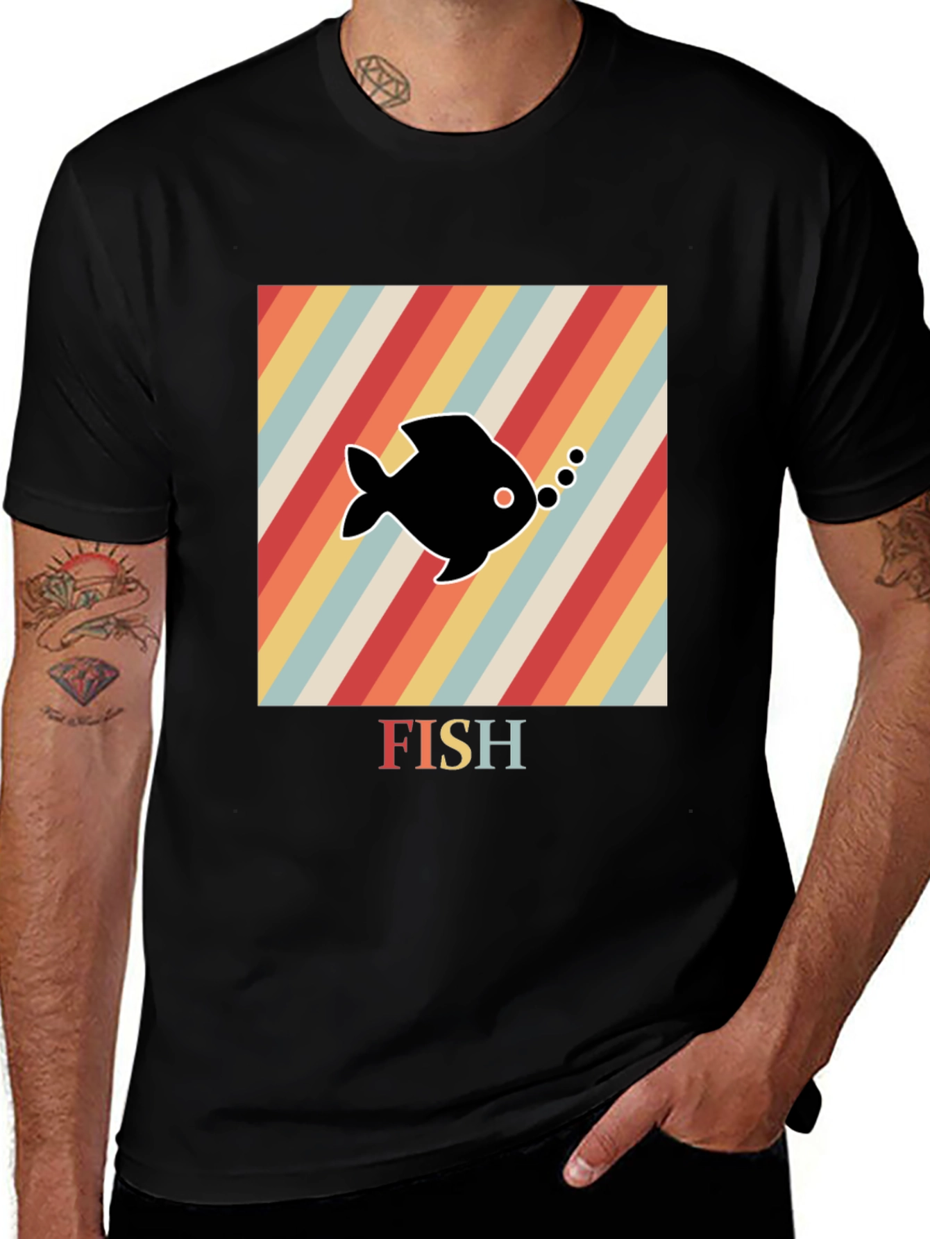 Retro Fish Graphic T-Shirt - Unique Design