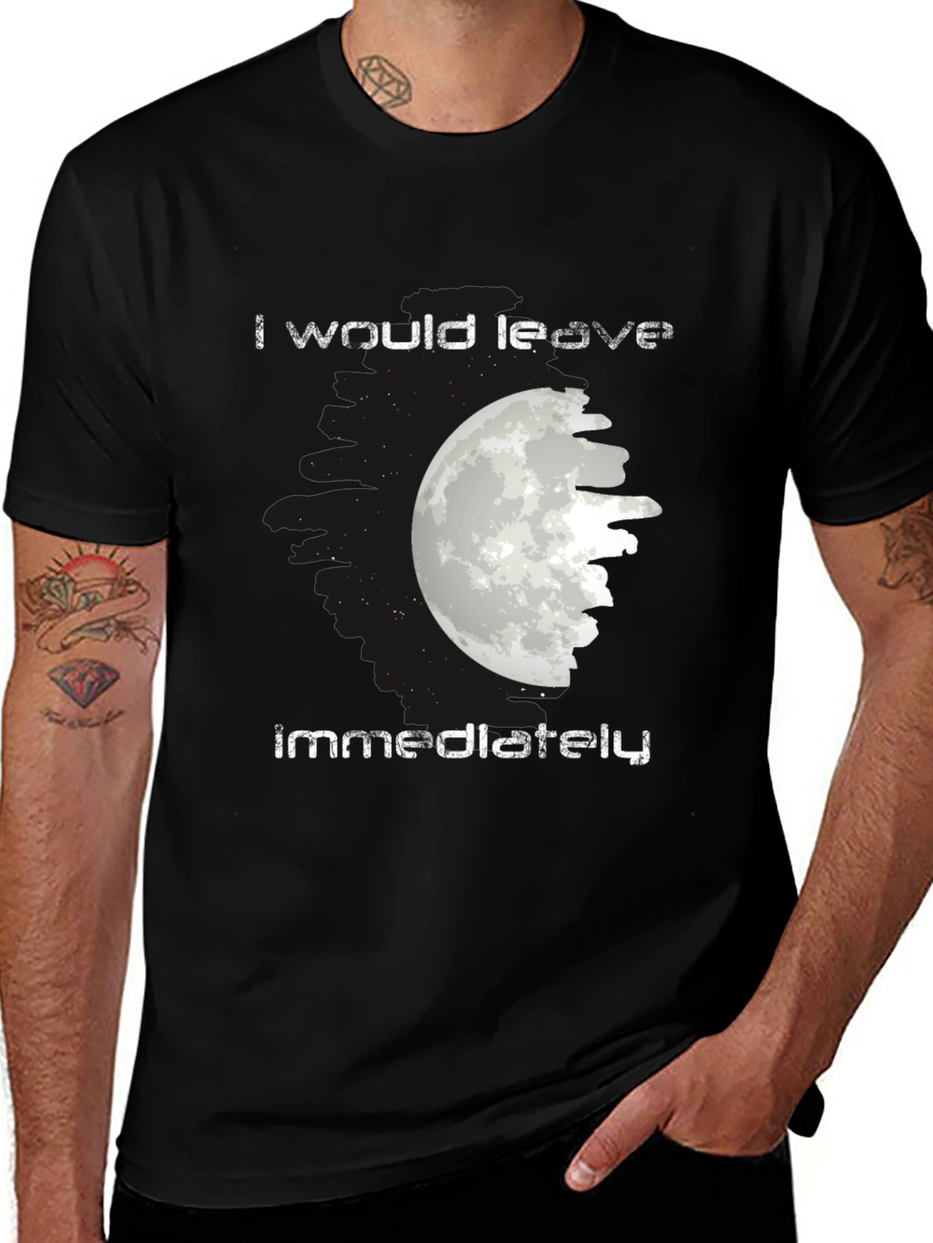 I Would Leave Immediately Moon Graphic Tee
