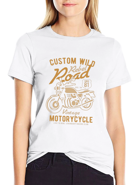 Vintage Motorcycle Graphic T-Shirt - Custom Wild Rebel Road Tee