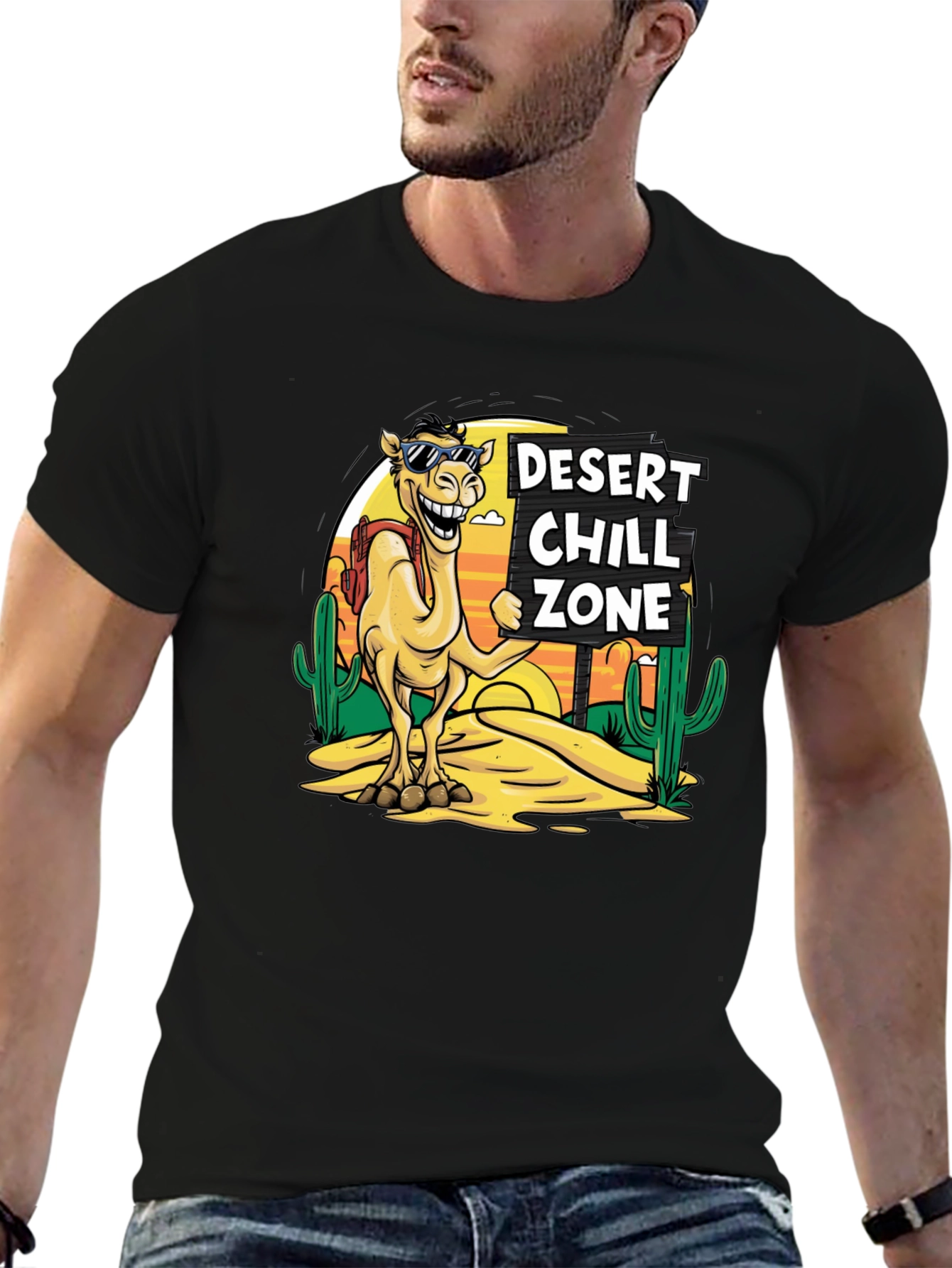 Desert Chill Zone Camel T-Shirt - Black