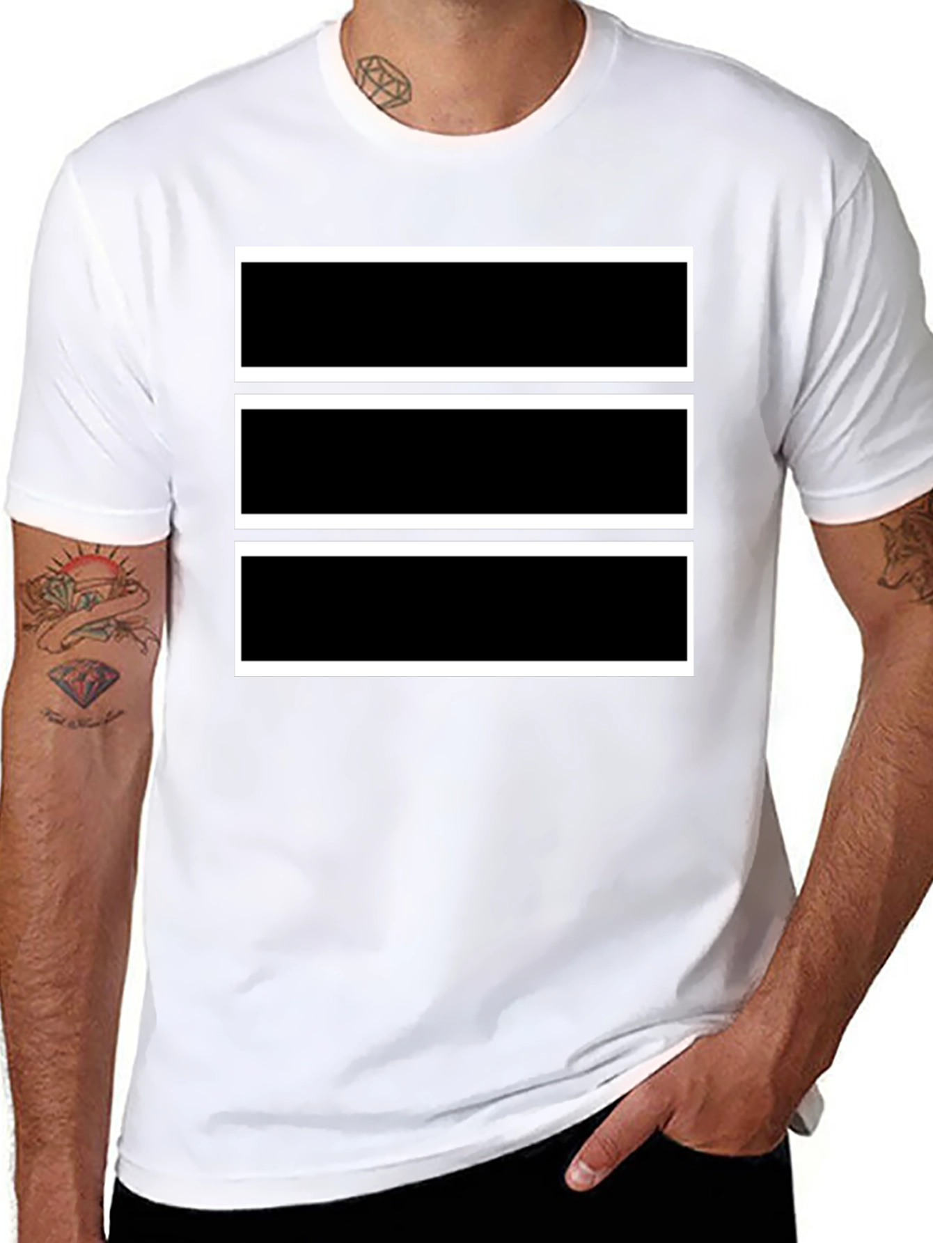 Black Tee with Bold Rectangular Design