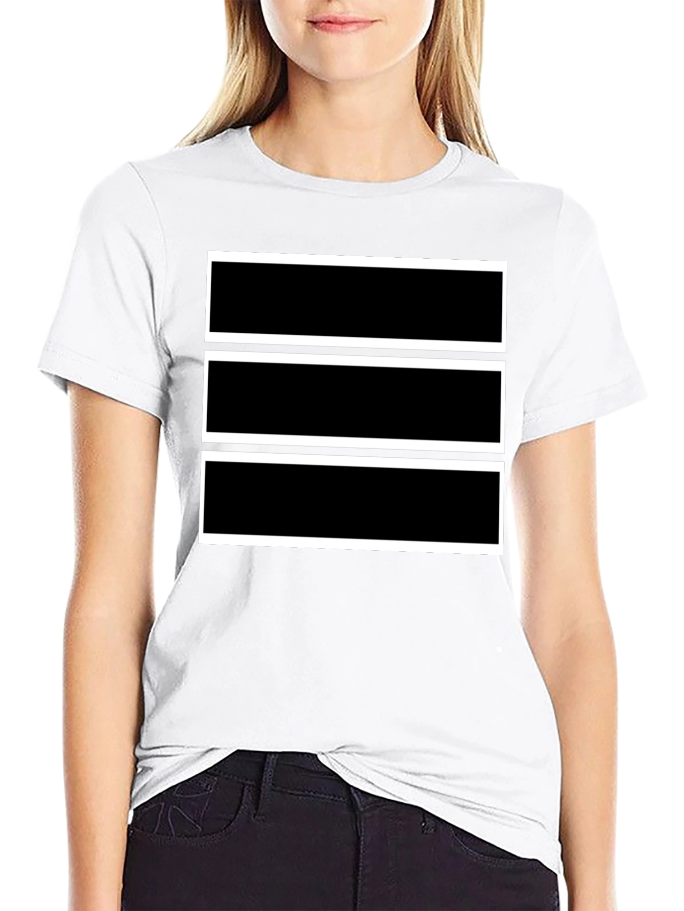 Black Tee with Bold Rectangular Design