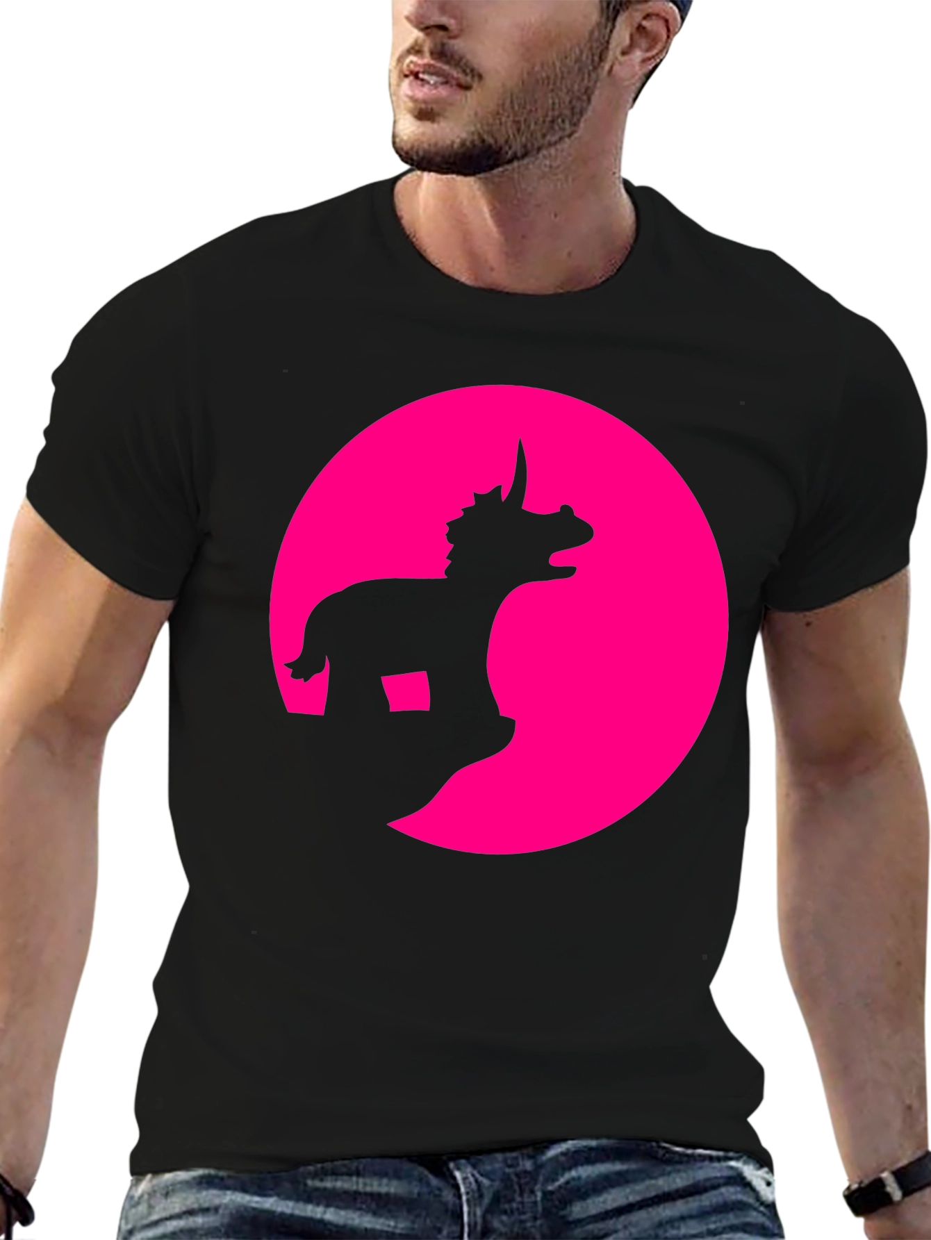 Unicorn Silhouette Graphic T-Shirt - Black