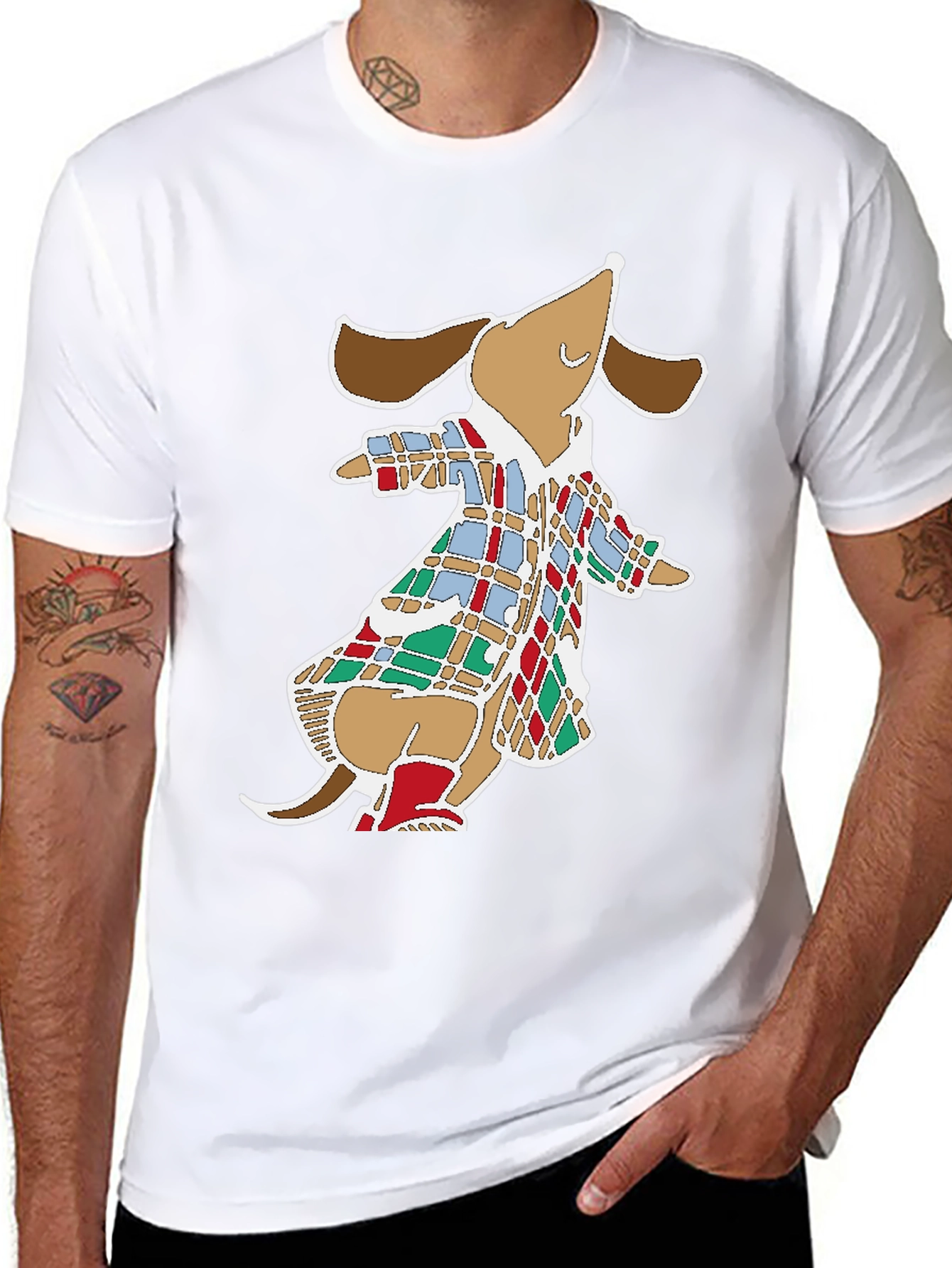 Dog in Coat Graphic Tee - Fun Black T-Shirt