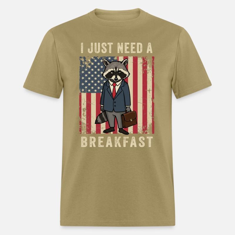 I Just Need Breakfast Patriotic Raccoon Work Humor