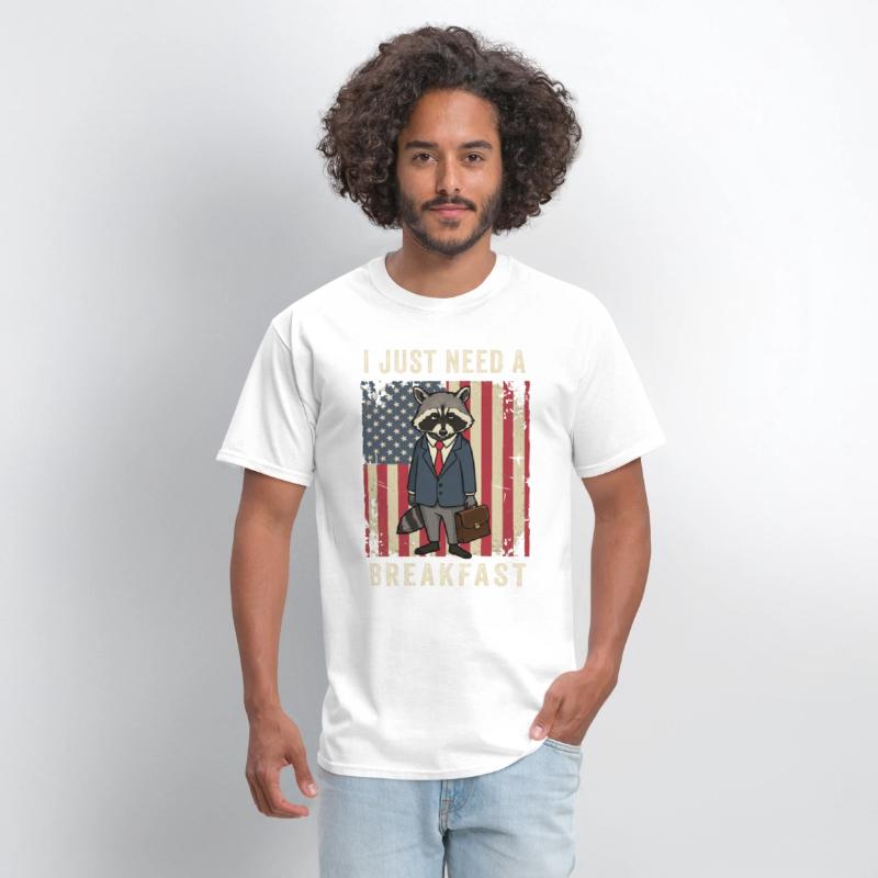 I Just Need Breakfast Patriotic Raccoon Work Humor