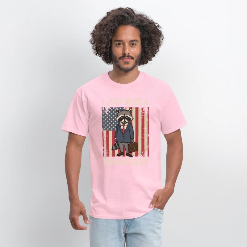 I Just Need Breakfast Patriotic Raccoon Work Humor