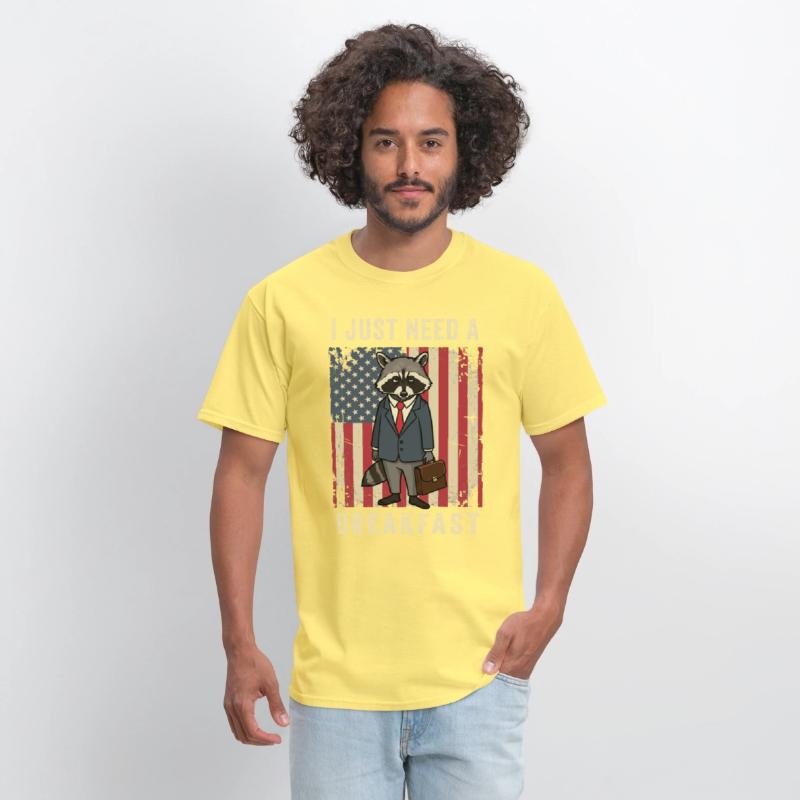 I Just Need Breakfast Patriotic Raccoon Work Humor