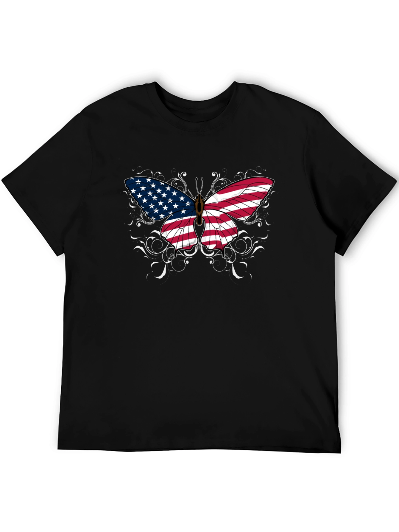 American Flag Butterfly Graphic T-Shirt