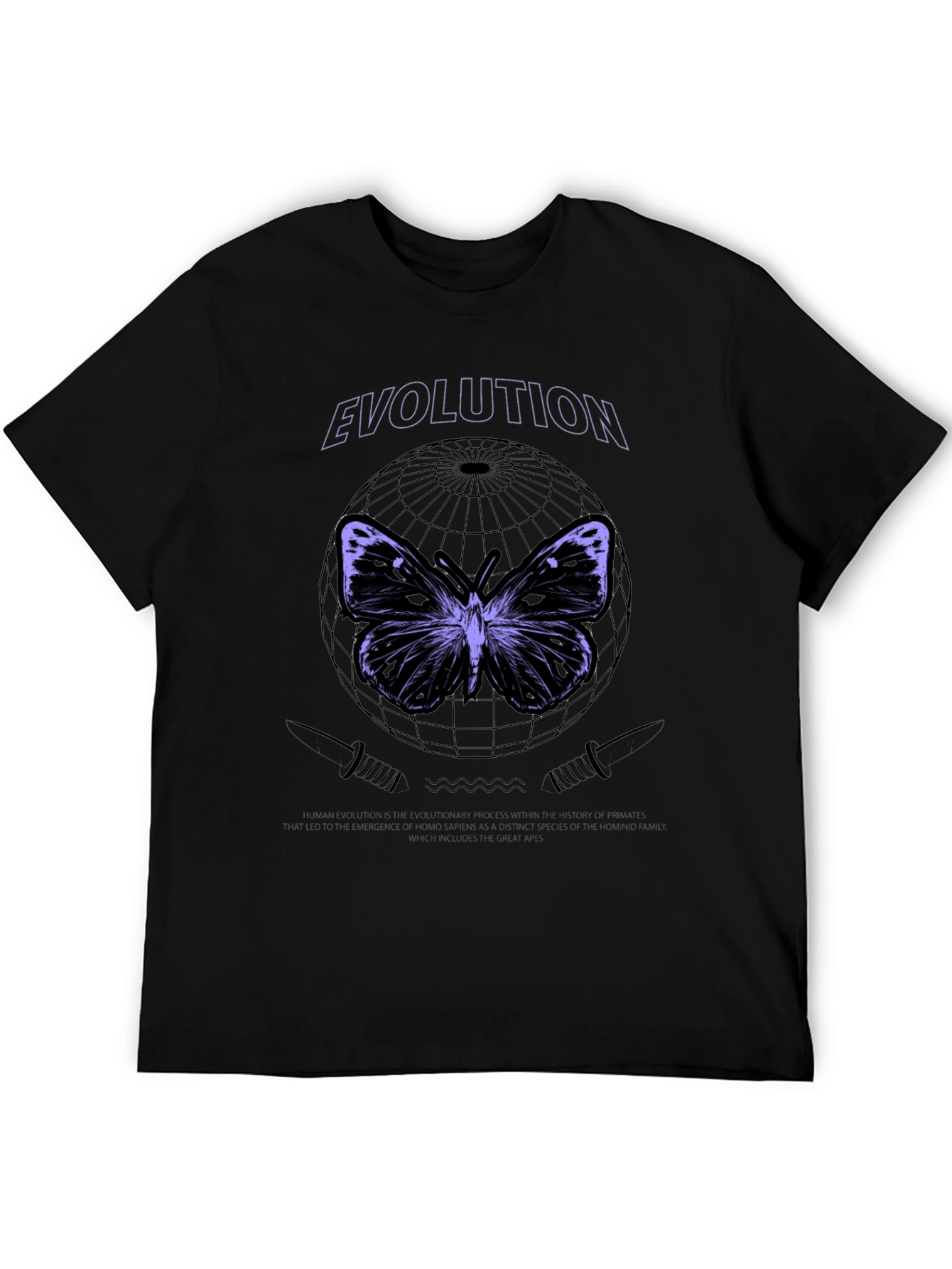 Evolution Butterfly Graphic Tee - Stylish Black T-Shirt