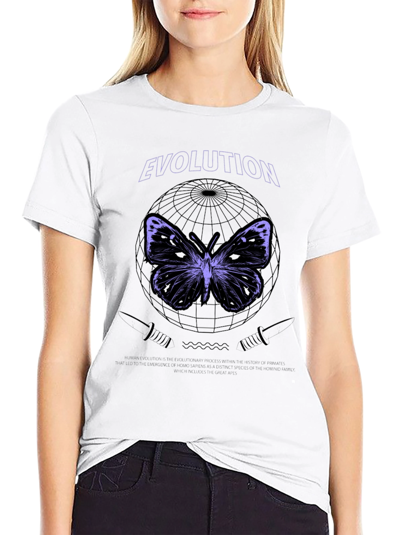 Evolution Butterfly Graphic Tee - Stylish Black T-Shirt