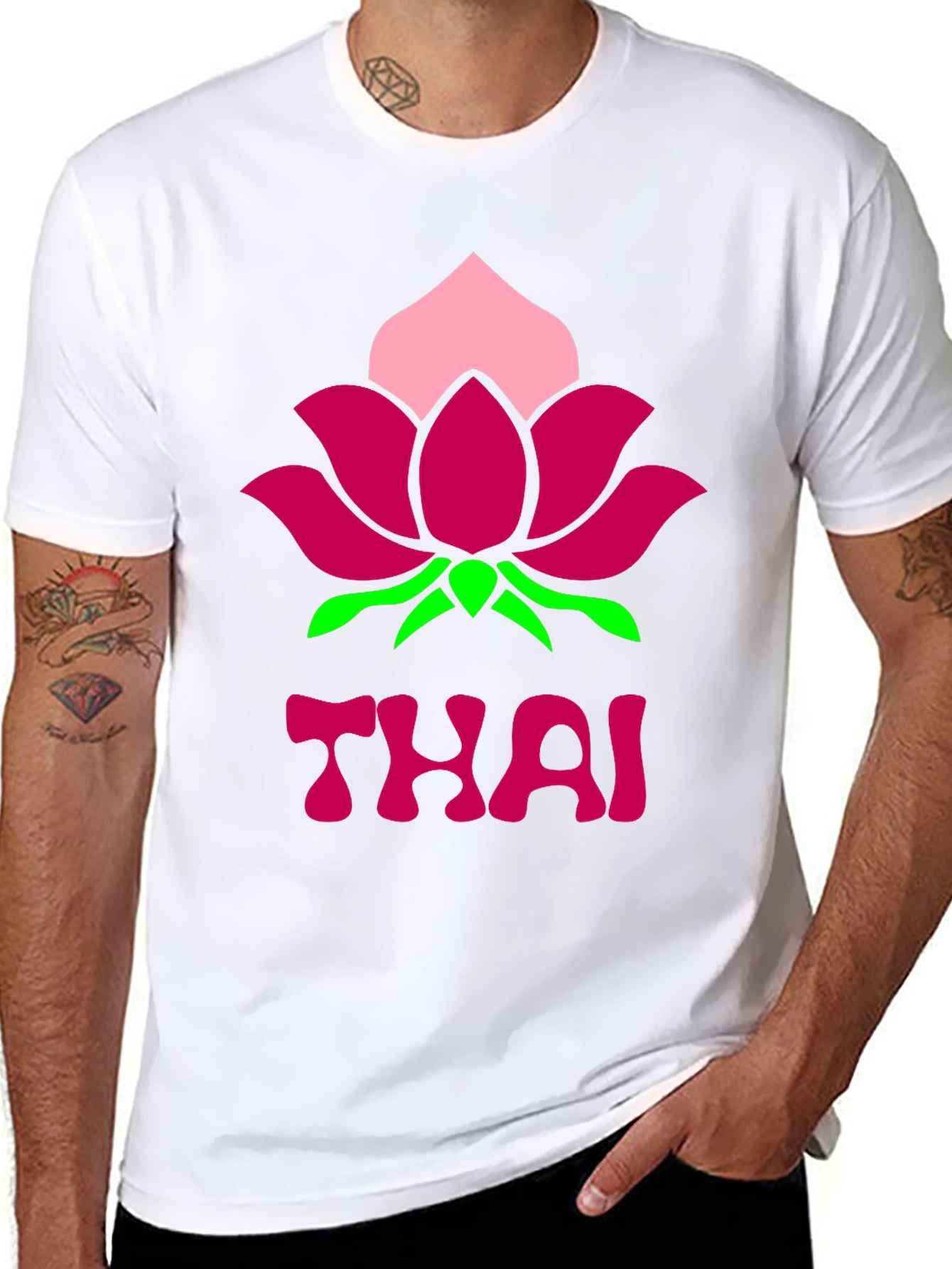 Thai Lotus Graphic T-Shirt - Black