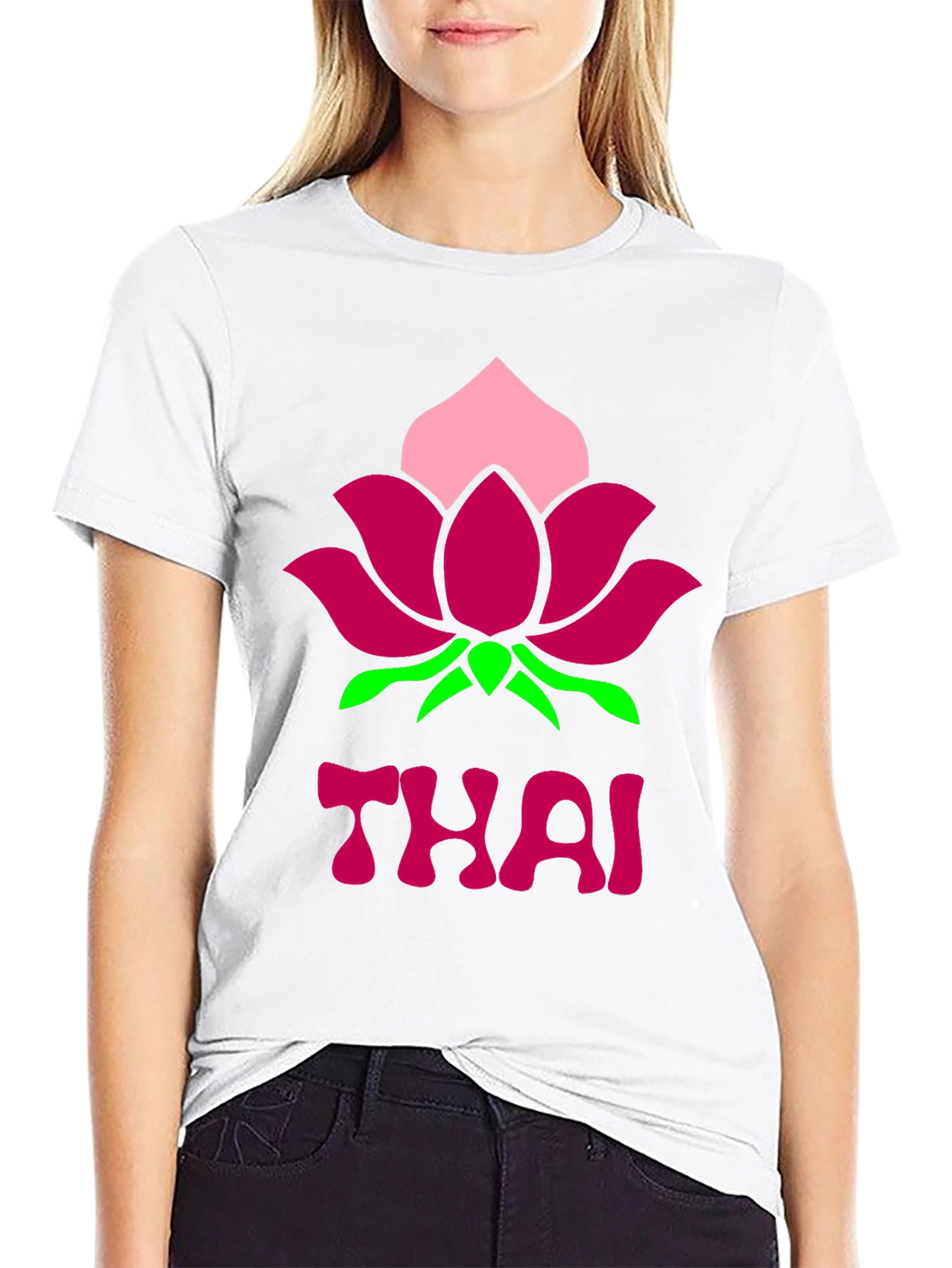 Thai Lotus Graphic T-Shirt - Black