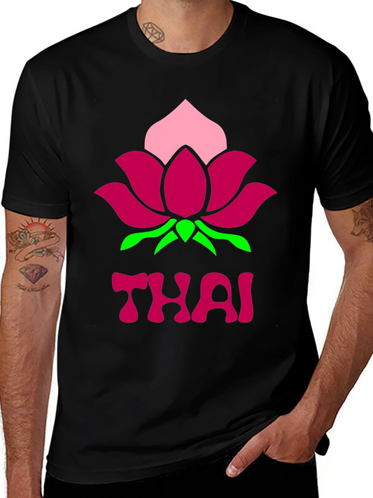 Thai Lotus Graphic T-Shirt - Black