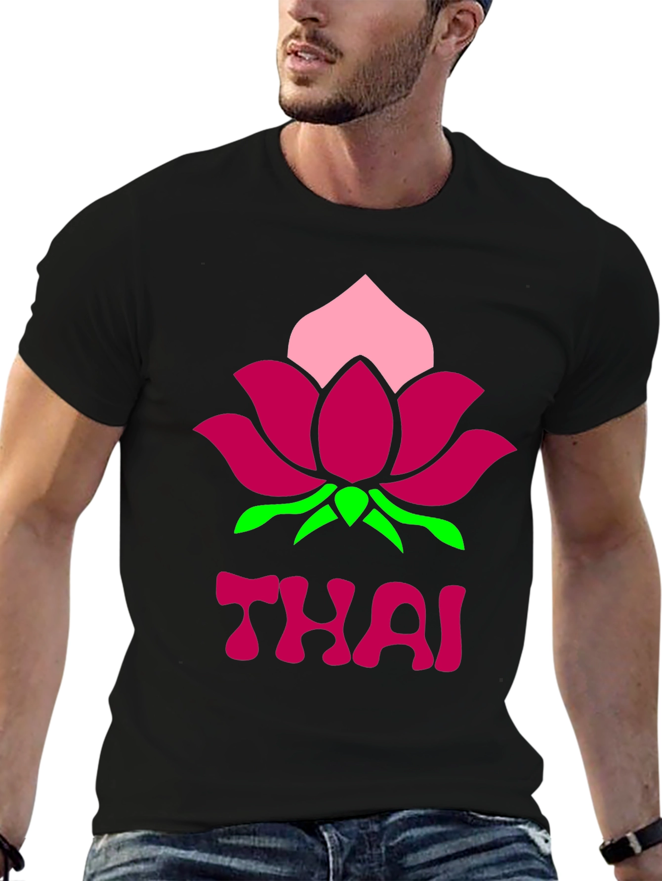 Thai Lotus Graphic T-Shirt - Black