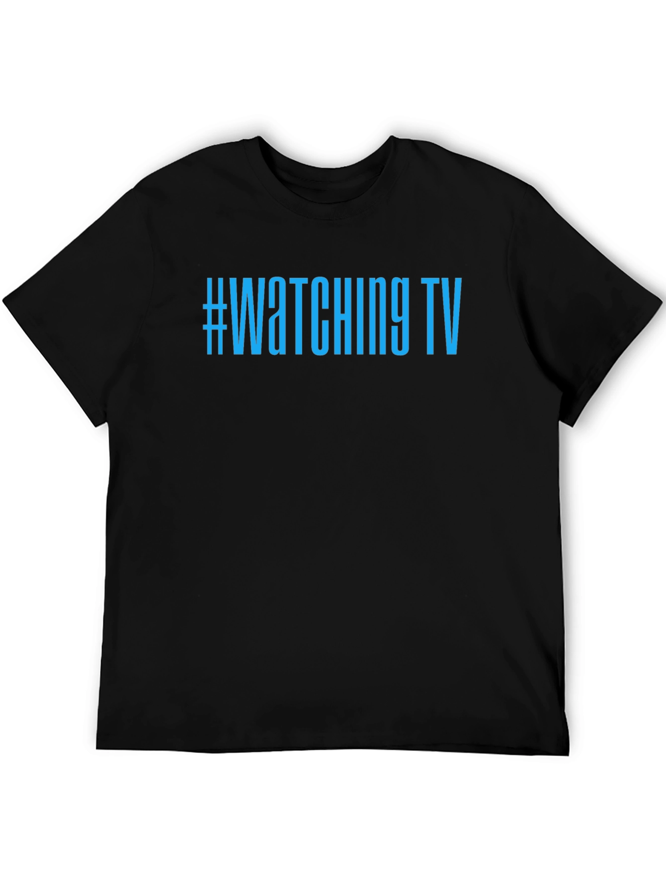 #Watching TV Graphic Tee - Black Cotton Comfort