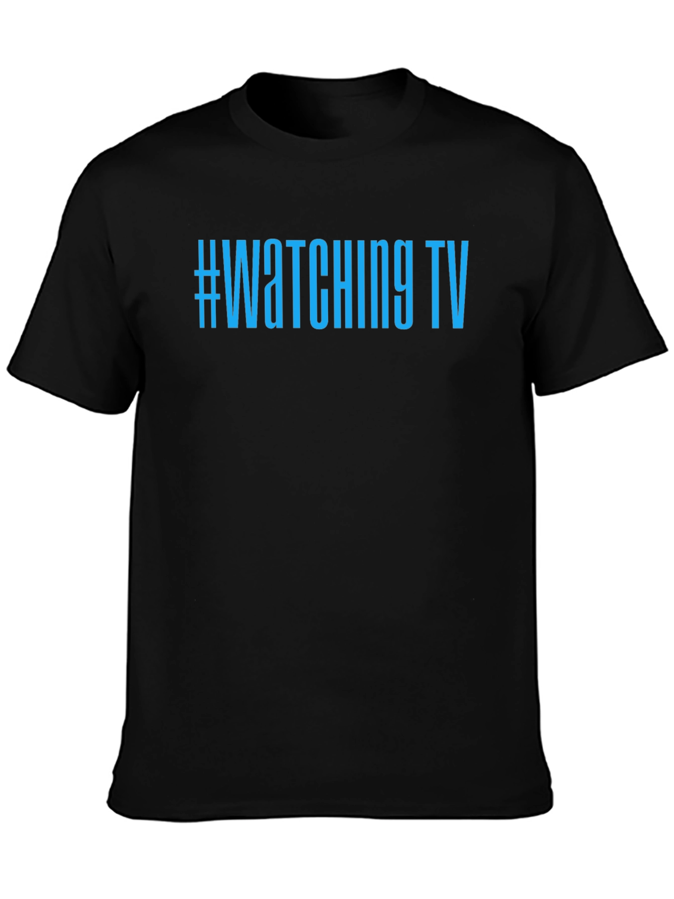 #Watching TV Graphic Tee - Black Cotton Comfort