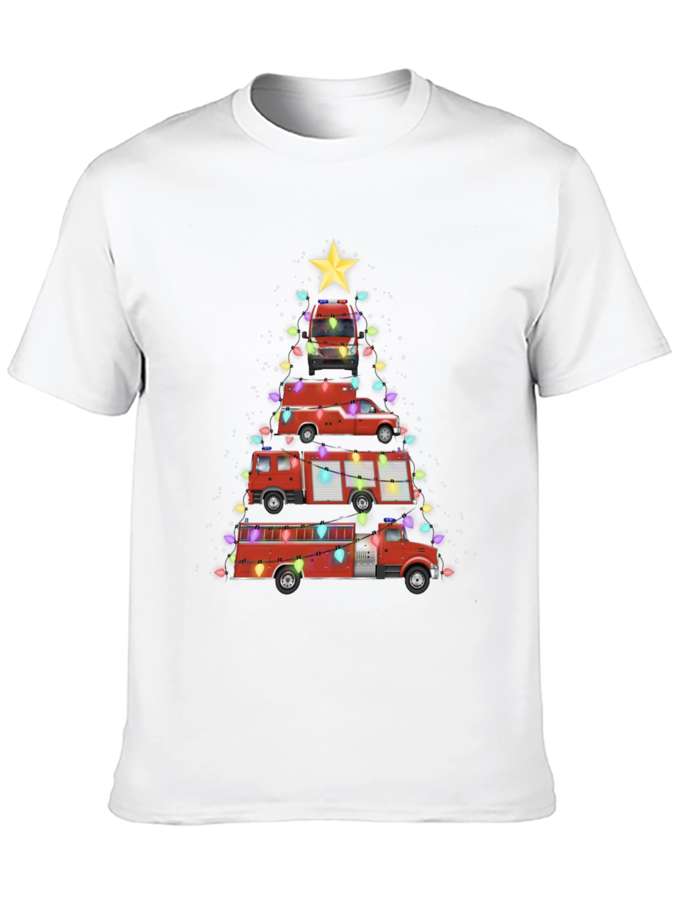 Fire Truck Christmas Tree T-Shirt