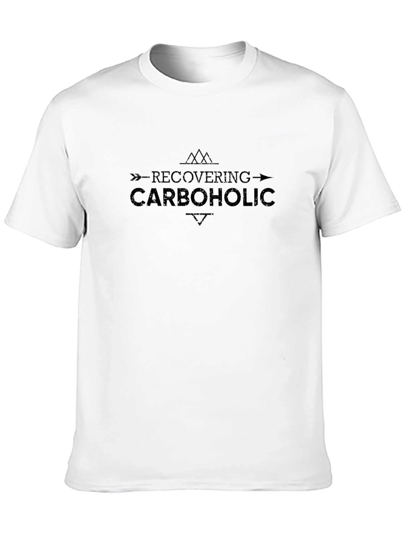 Recovering Carboholic Black Tee - Humorous Graphic T-Shirt