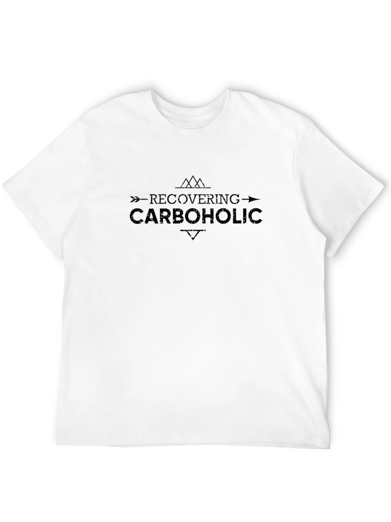 Recovering Carboholic Black Tee - Humorous Graphic T-Shirt