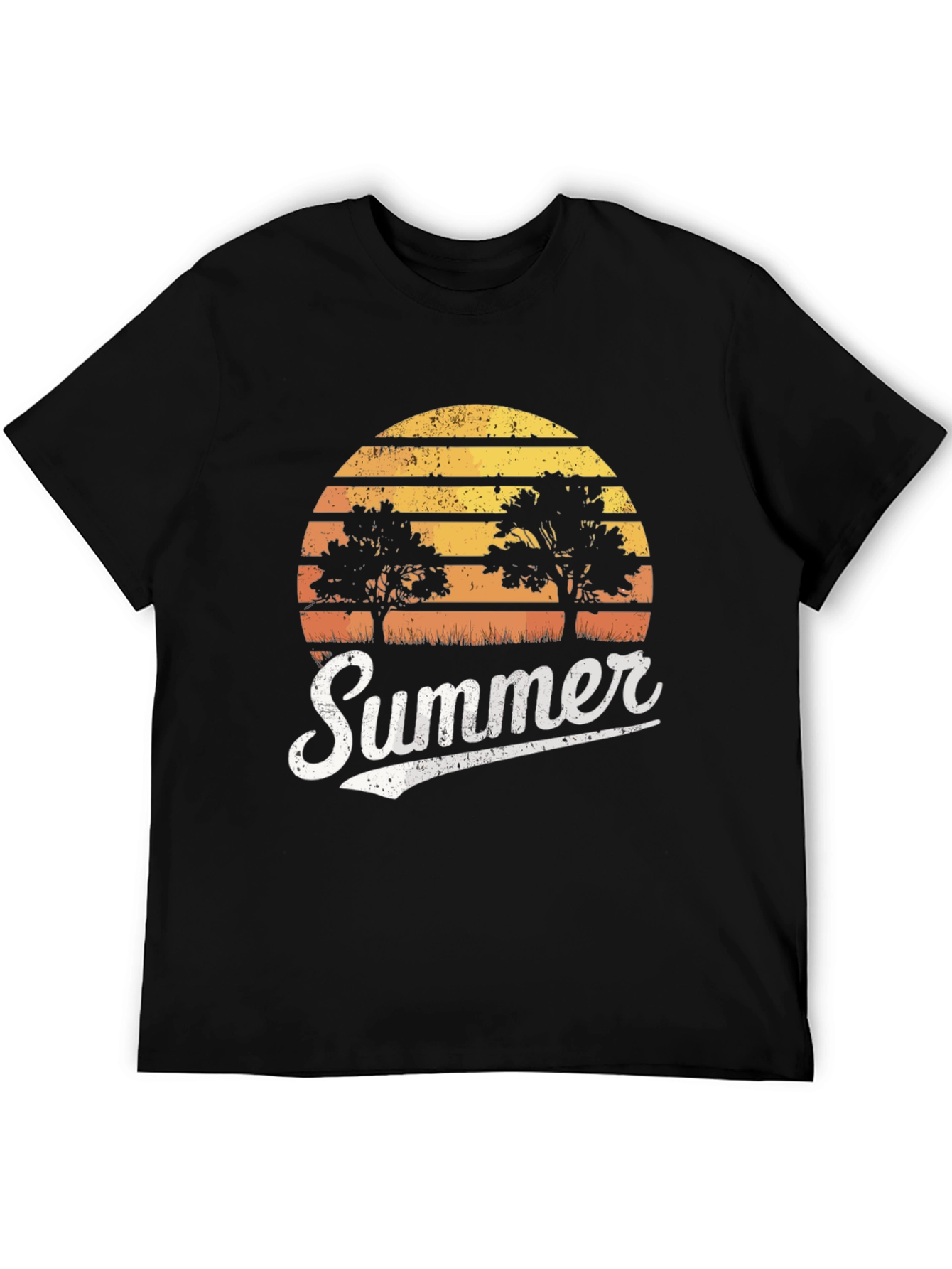 Retro Summer Sunset Tree Graphic T-Shirt