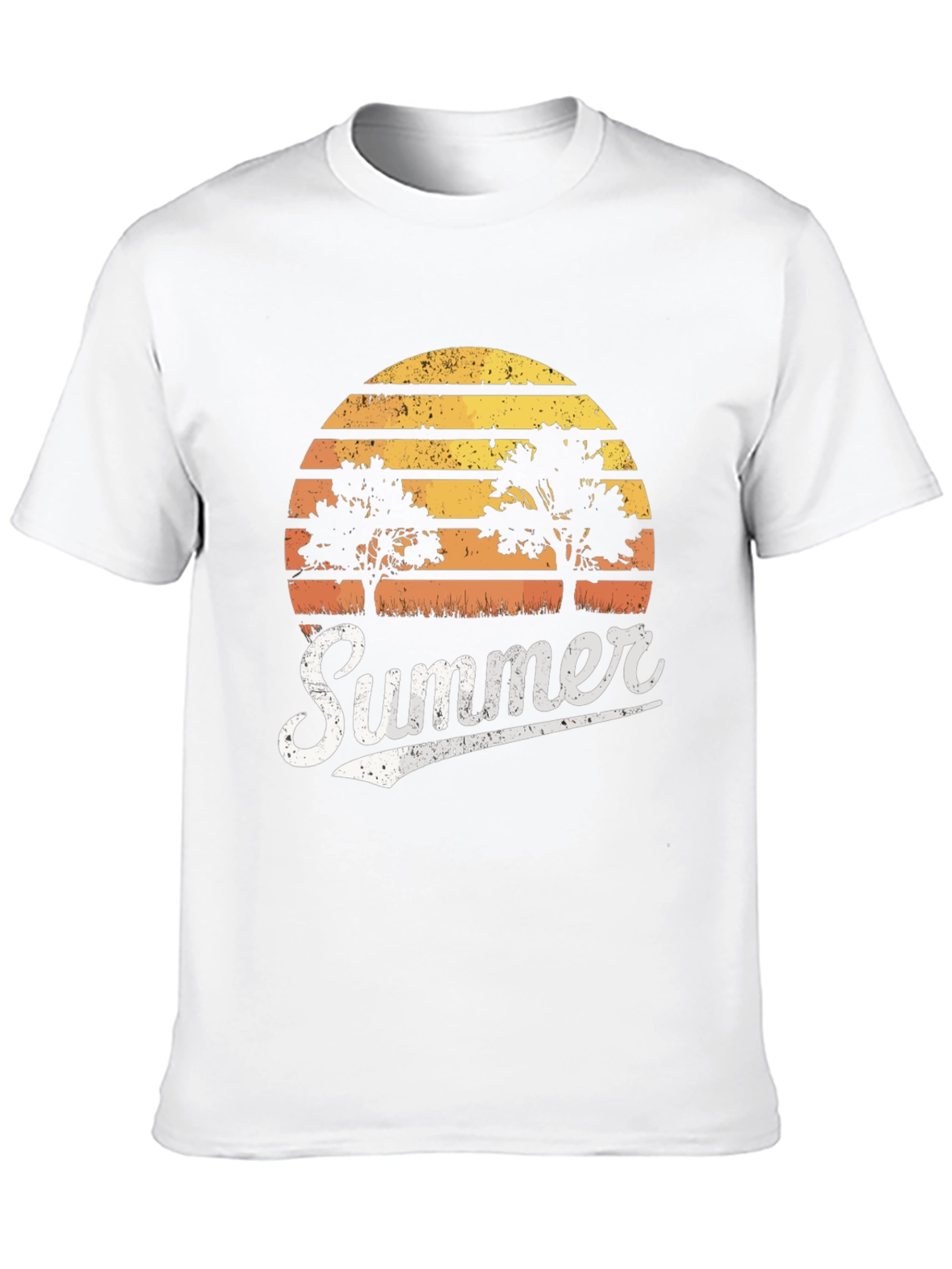 Retro Summer Sunset Tree Graphic T-Shirt