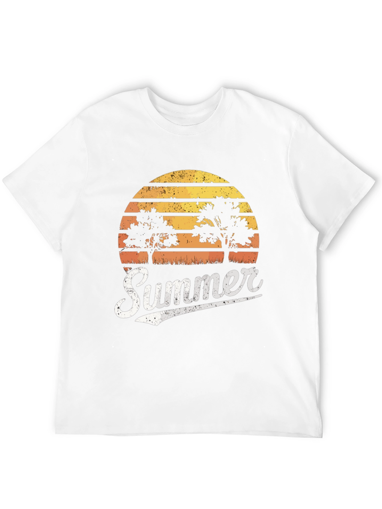 Retro Summer Sunset Tree Graphic T-Shirt