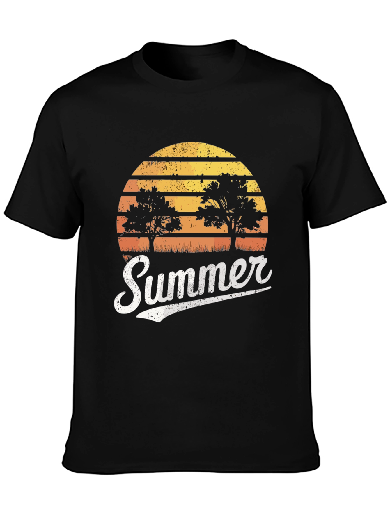 Retro Summer Sunset Tree Graphic T-Shirt
