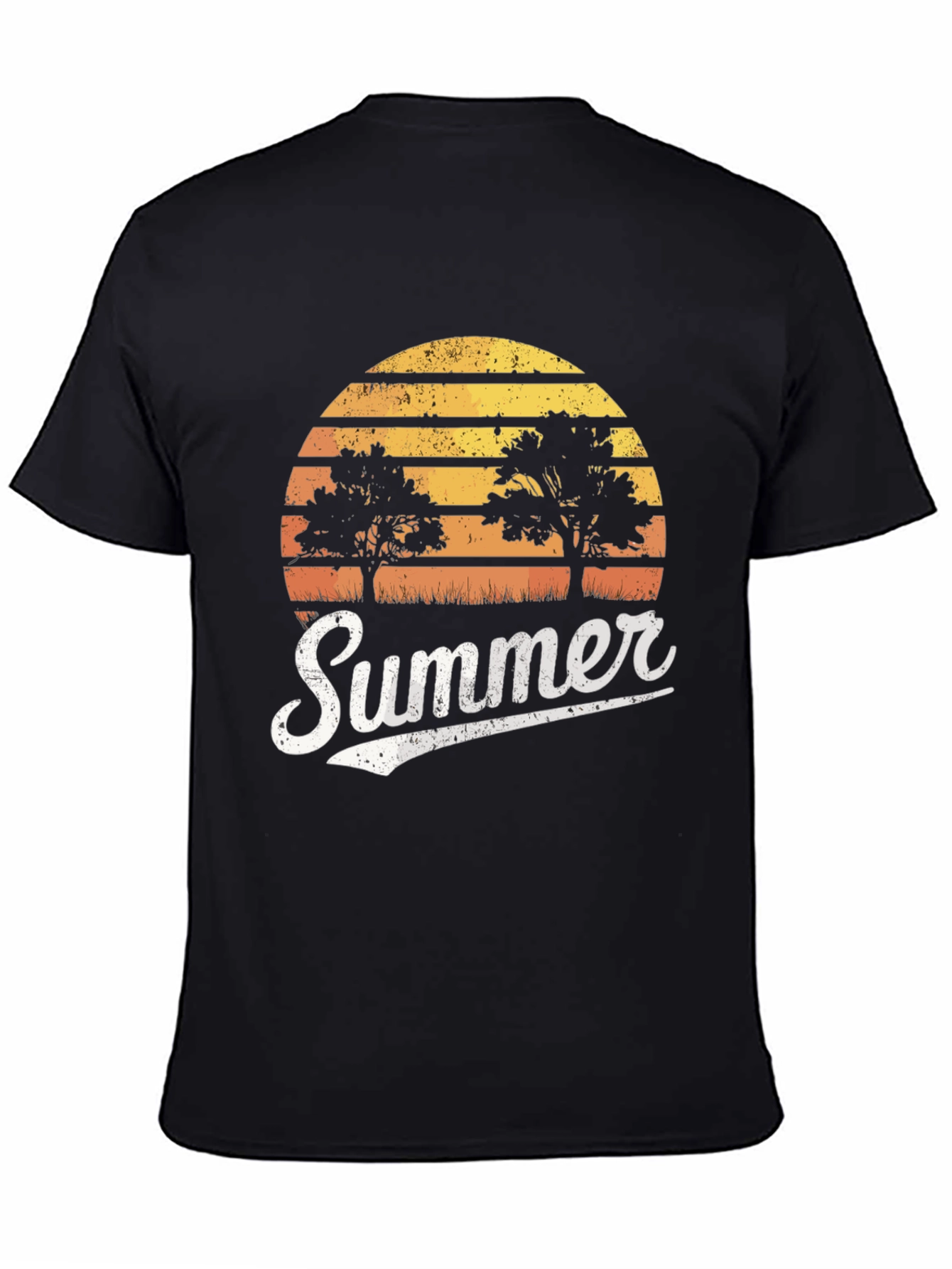 Retro Summer Sunset Tree Graphic T-Shirt