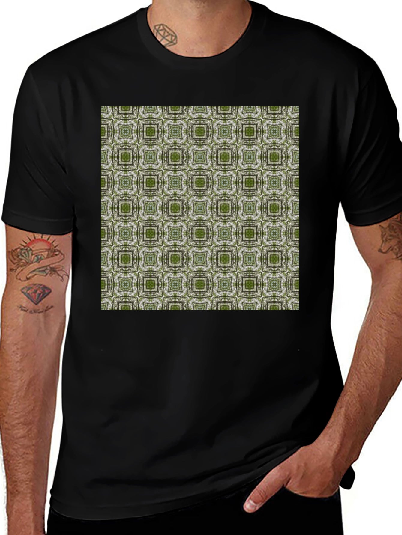 Patterned Black T-Shirt