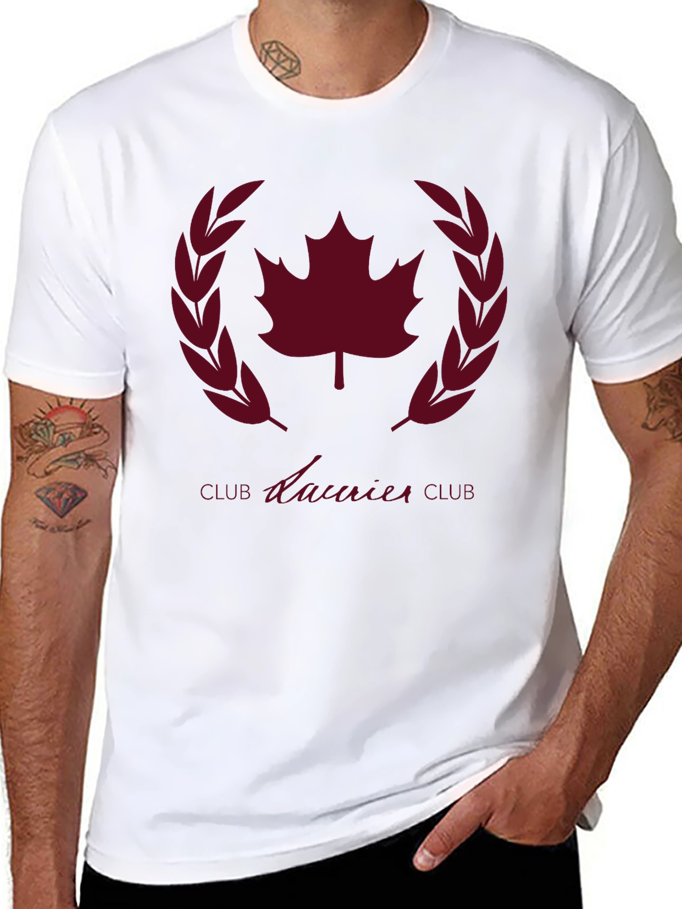 Laurier Club Black T-Shirt - Maple Leaf Design