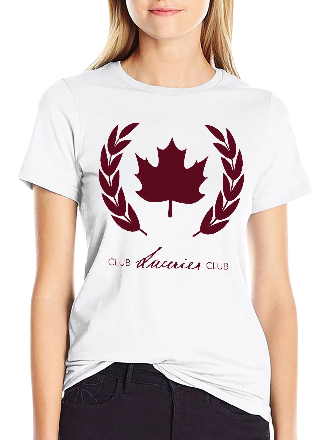 Laurier Club Black T-Shirt - Maple Leaf Design