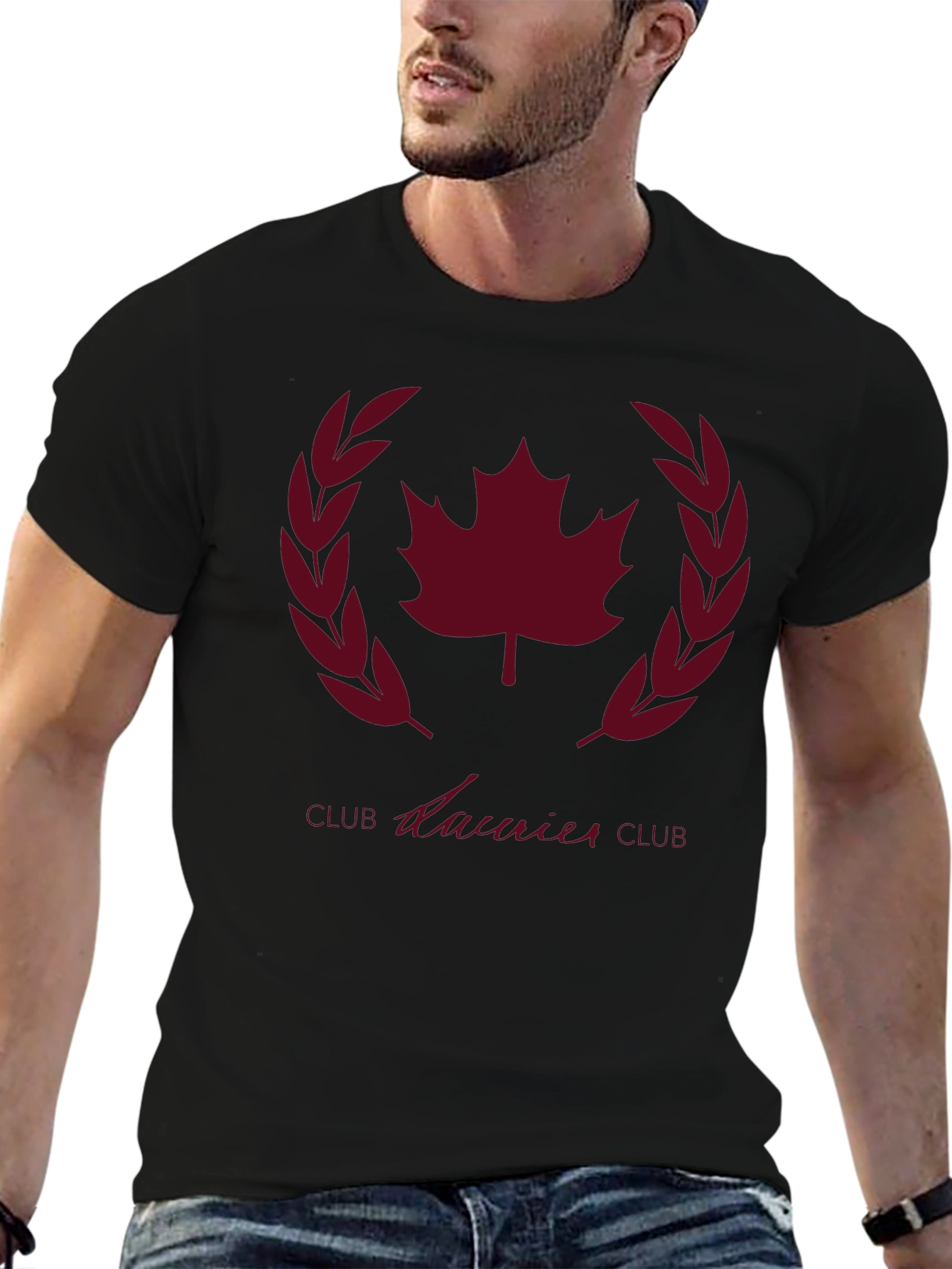 Laurier Club Black T-Shirt - Maple Leaf Design