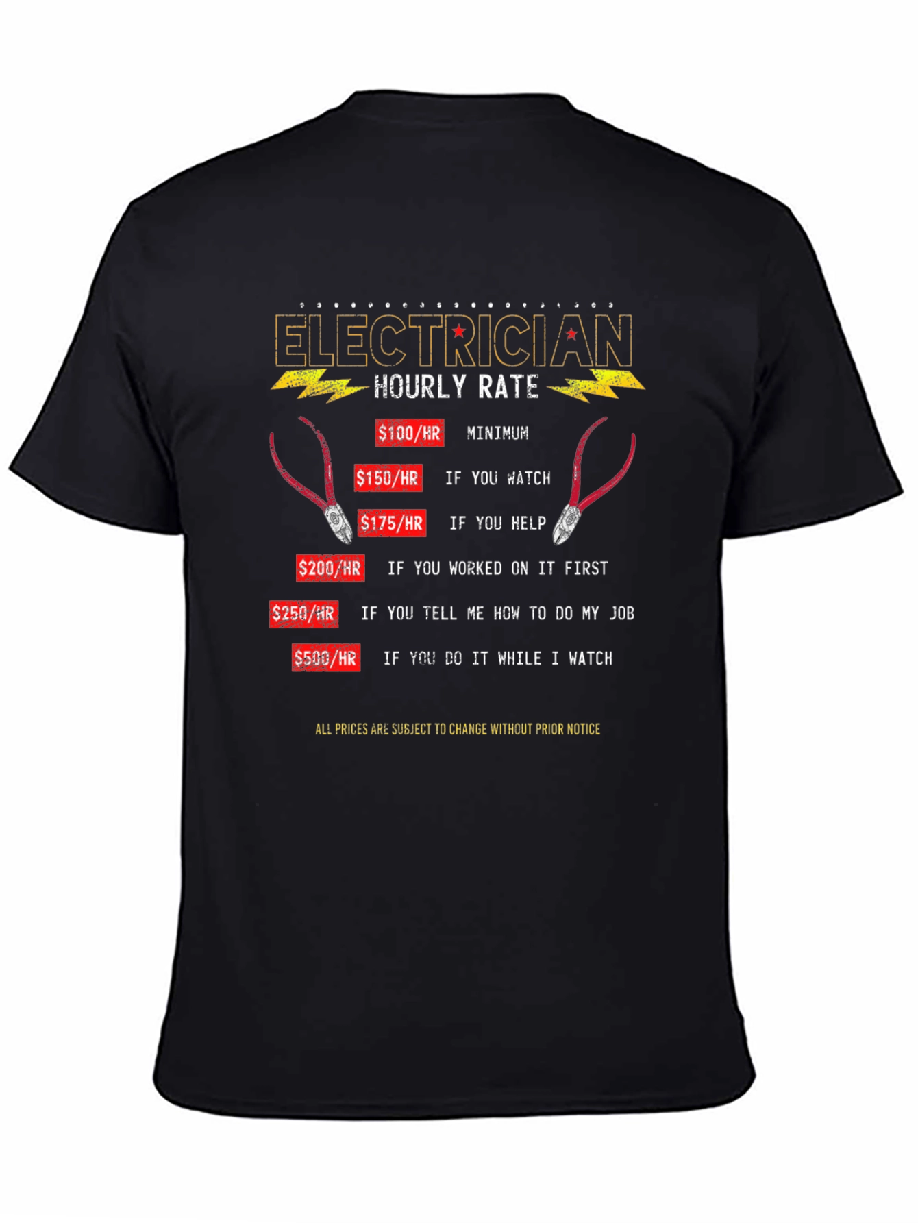 Electrician Hourly Rate T-Shirt Funny Electrical Worker Tee
