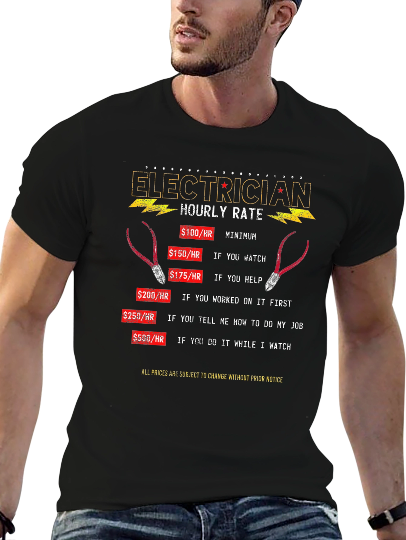 Electrician Hourly Rate T-Shirt Funny Electrical Worker Tee