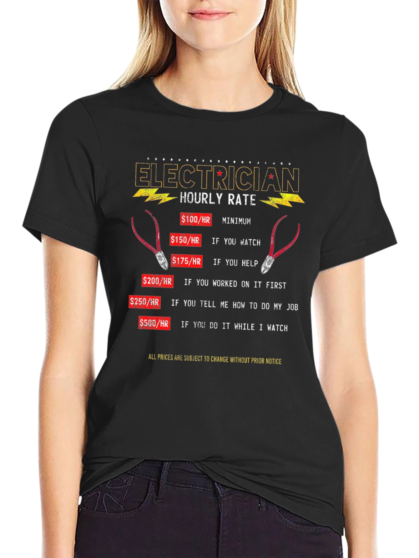 Electrician Hourly Rate T-Shirt Funny Electrical Worker Tee
